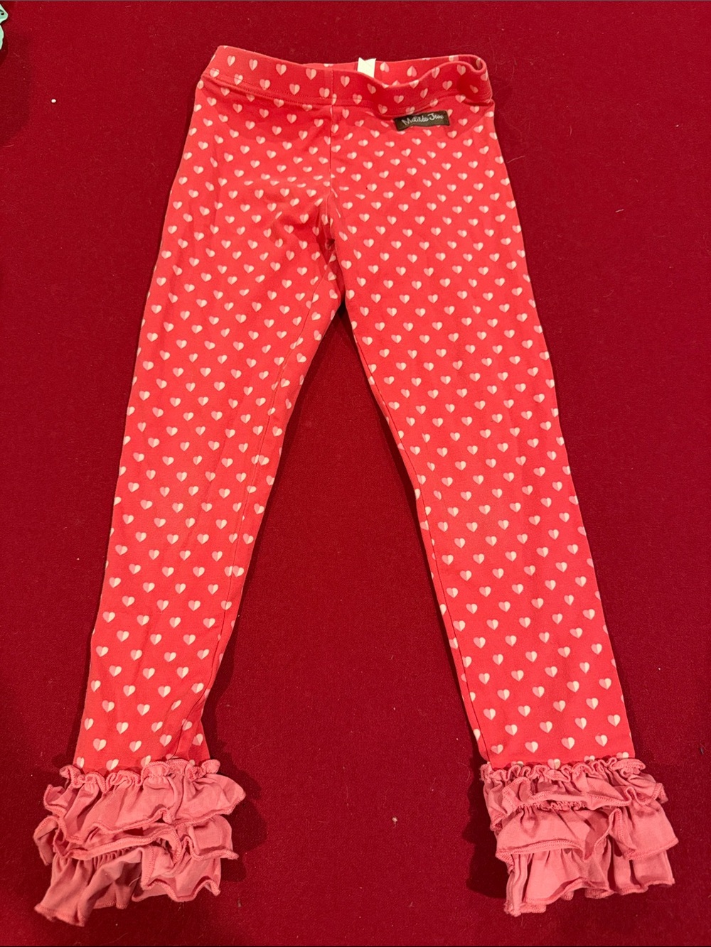 Matilda Jane Red Heart Print Ruffle Hem Leggings